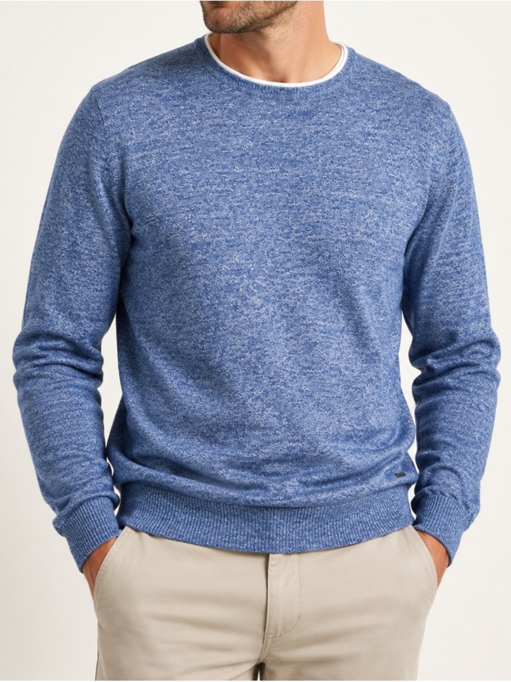 Zegna Sport Blue Linen Wool Knit Sweater Men’s Large